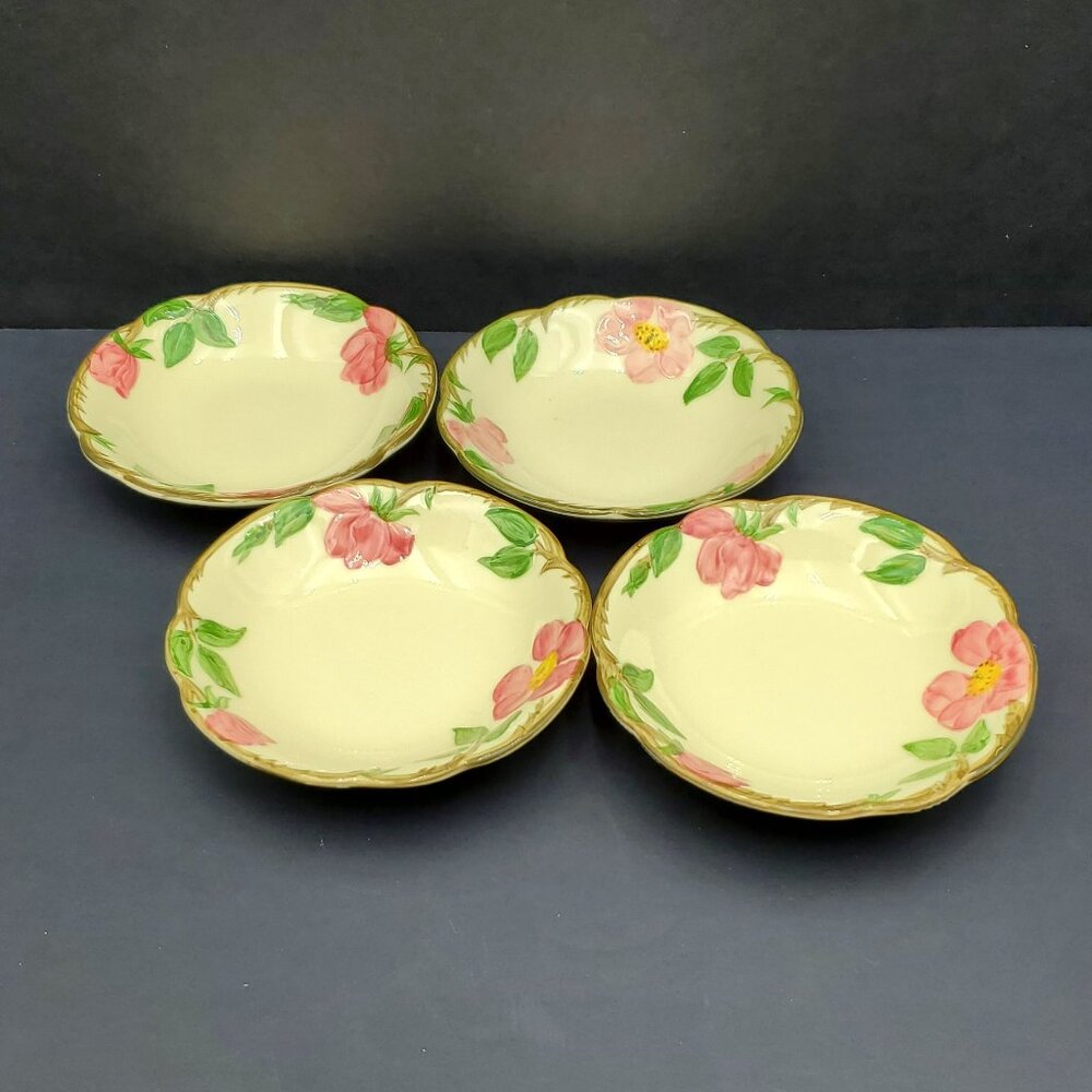 Franciscan Desert Rose Fruit Dessert Sauce Berry Bowls Pink Flowers Green Leaves